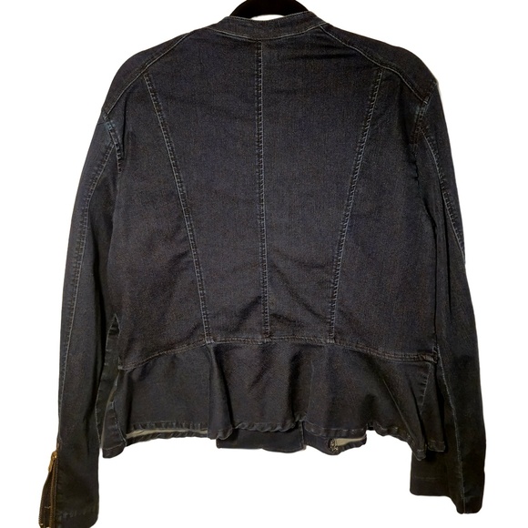Soho New York Company Jacket Womens XL Dark Denim Moto Peplum Zippered Baddie Y2 - Picture 3 of 11